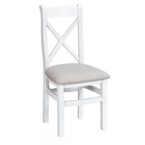 Henley White Cross Back Chair Fabric Seat