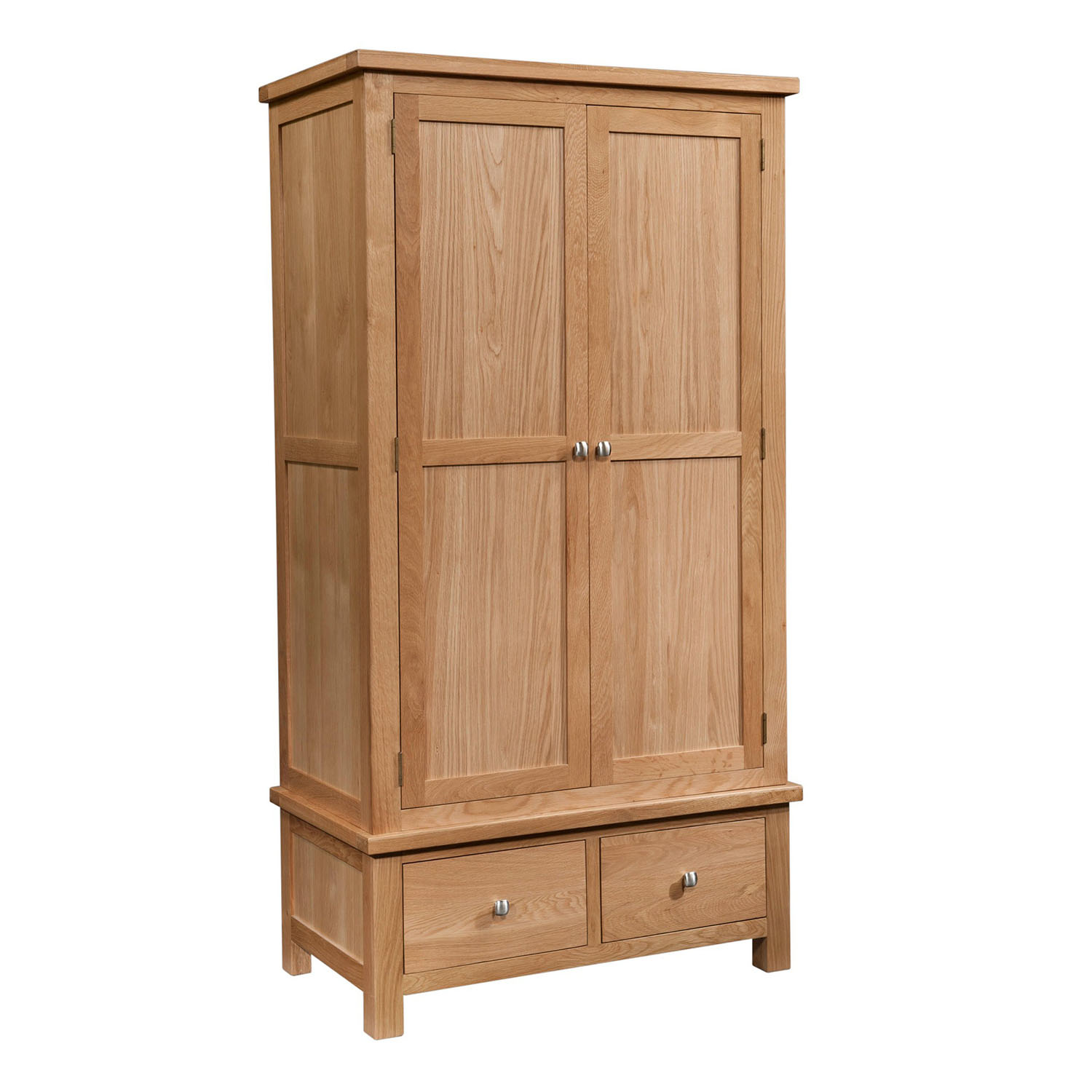 Maiden Oak Gents Wardrobe with 2 Drawers