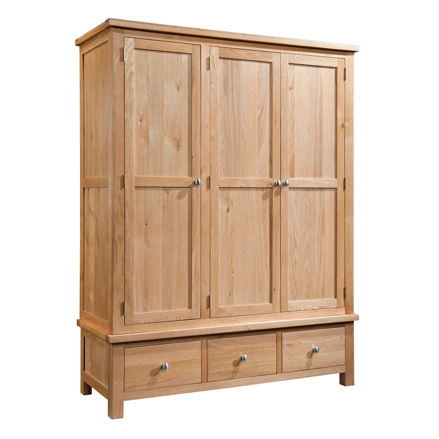 Maiden Oak Triple Wardrobe with 3 Drawers