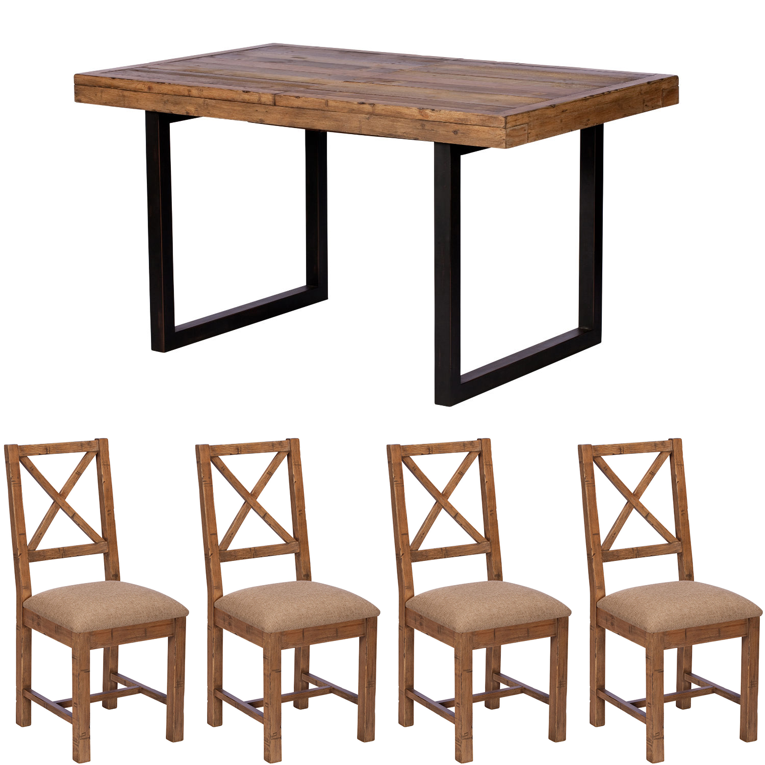 Lincoln 140cm Table & x4 Upholstered Chairs Dining Set