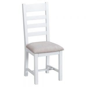 Henley White Ladder Back Chair Fabric Seat