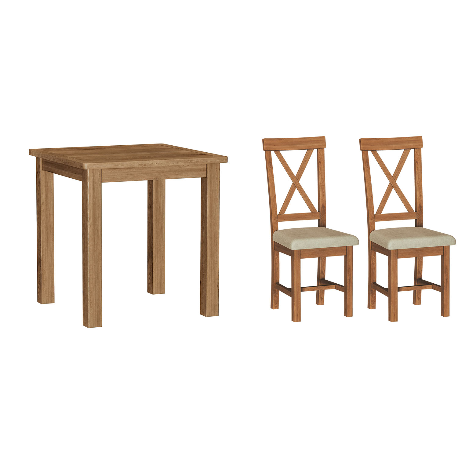 Chiltern Oak Fixed Top Table and x2 Chairs Set