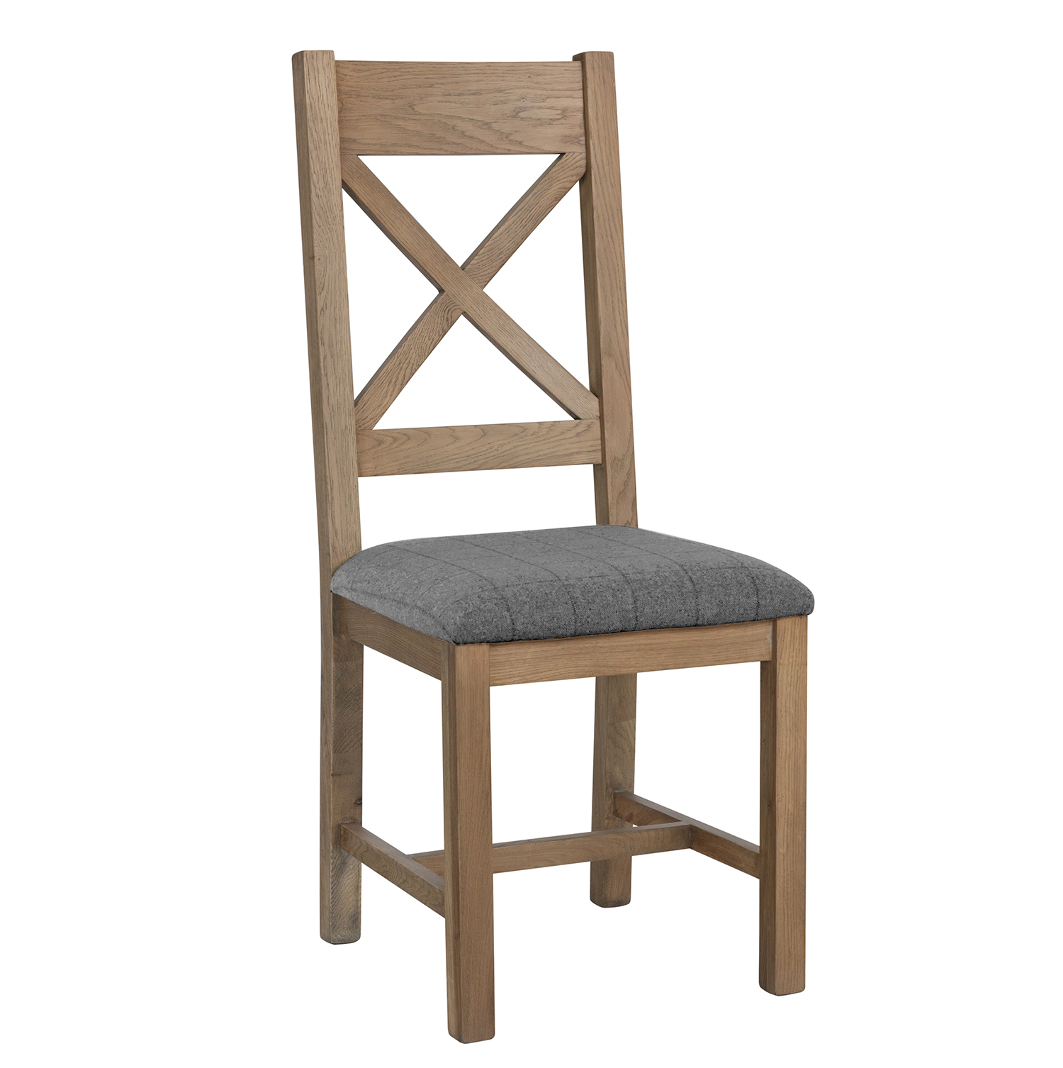 Heritage Oak Cross Back Dining Chair - Grey Check 