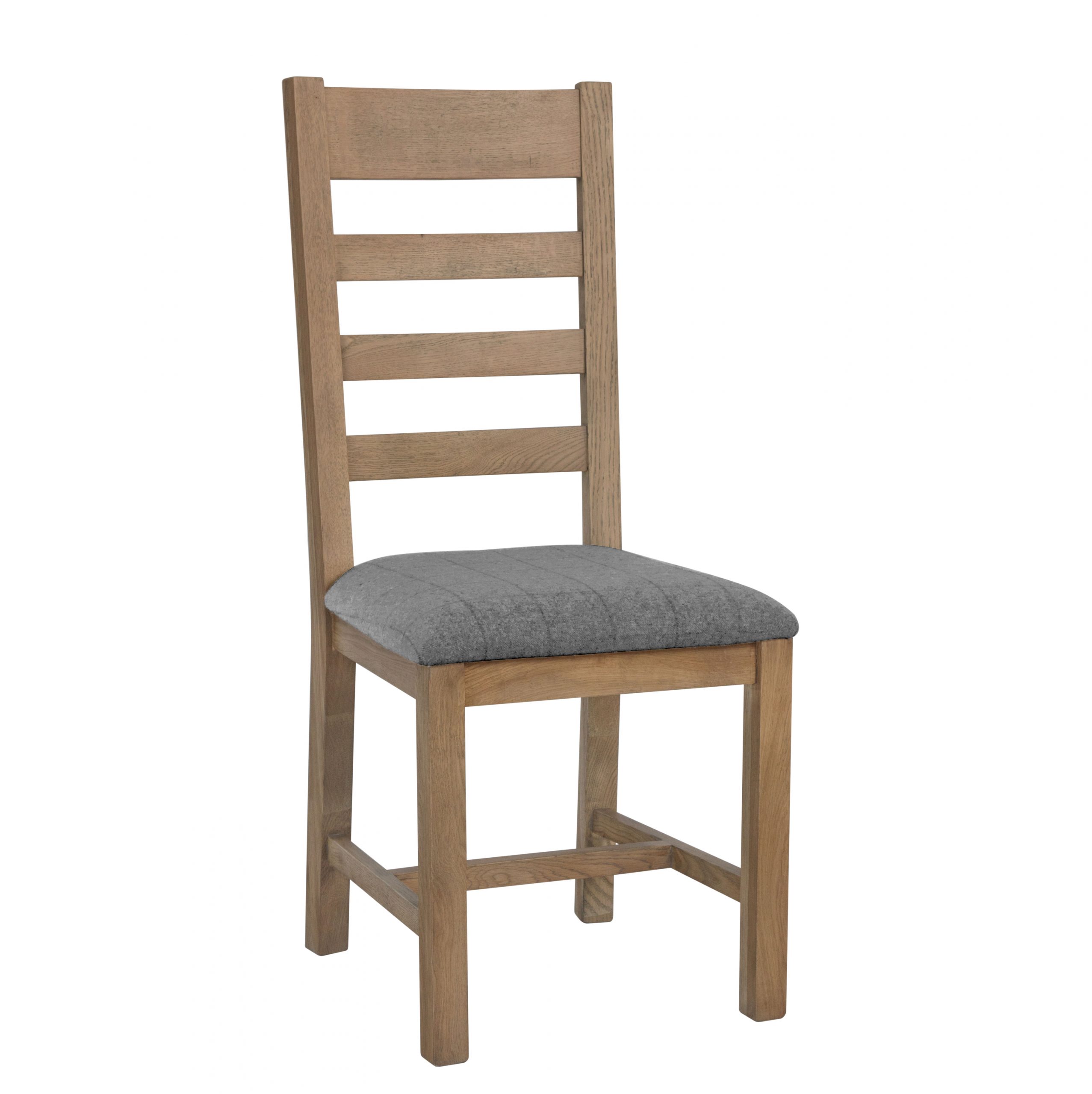 Heritage Oak Slat Back Dining Chair - Grey Check 