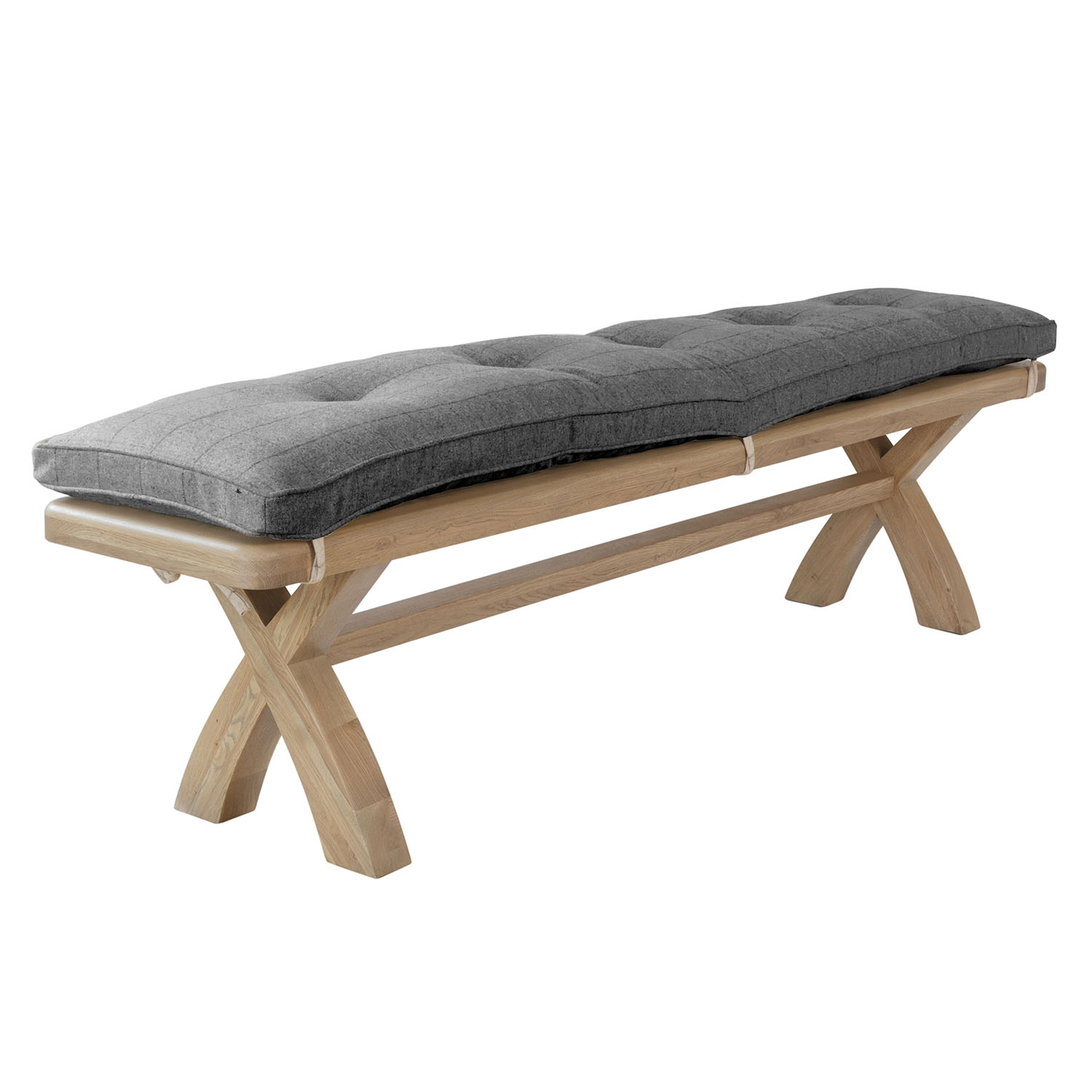 Heritage Oak Bench - Grey Check Cushion Only