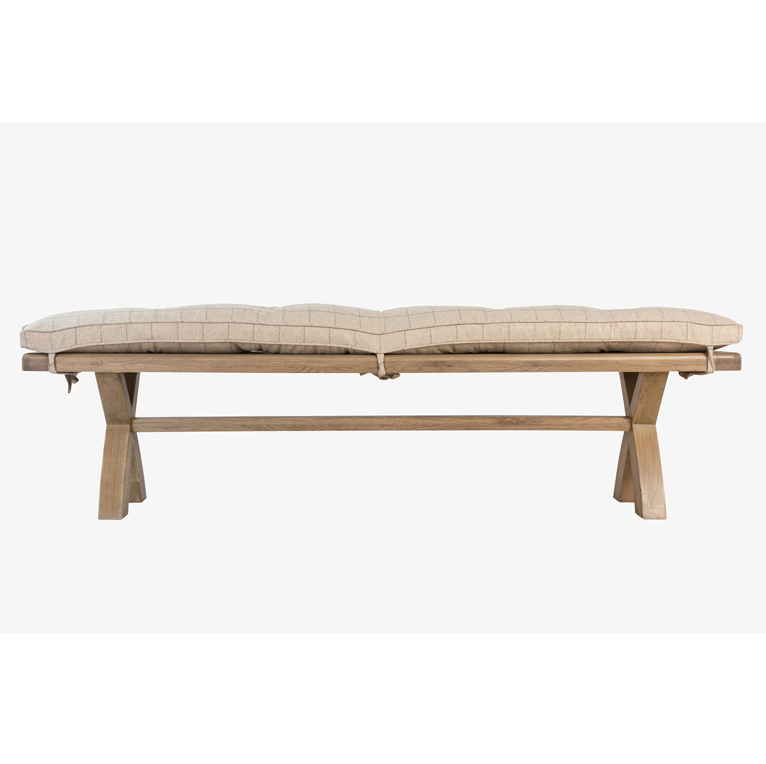 Heritage Oak Bench - Natural Check Cushion Only