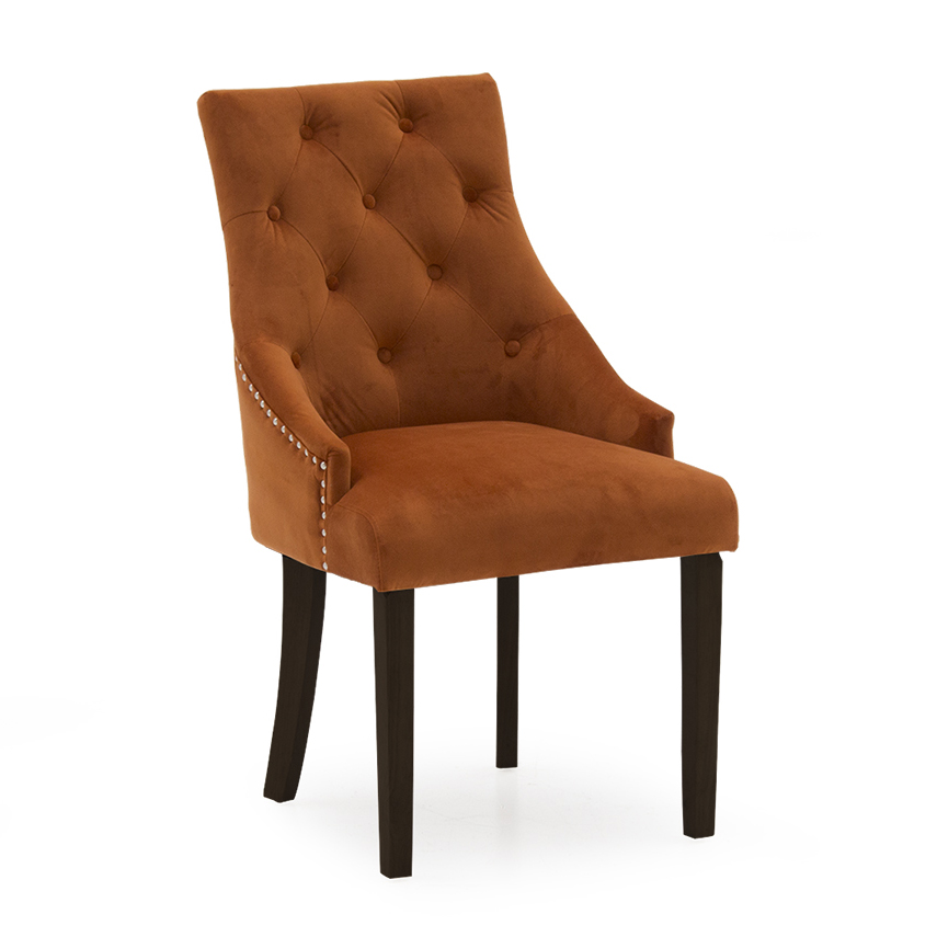 Hepburn Dining Chair - Velvet Pumkin Wenge Leg