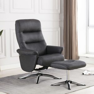 Turin Swivel Recliner and Stool - Slate