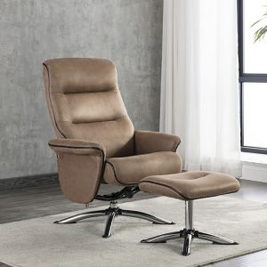 Turin Swivel Recliner and Stool - Caramel