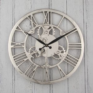 Nickel Cog Design Round Wall Clock