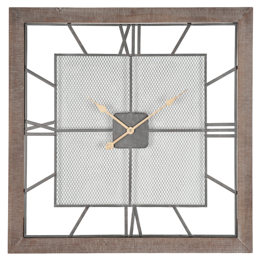 Natural Wood Metal Square Wall Clock Collingwood Batcor - Round Natural Wood Metal Wall Clock