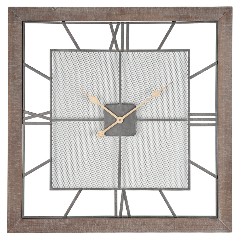 Natural Wood Metal Square Wall Clock Collingwood Batcor - Round Natural Wood Metal Wall Clock Natural Wood Metal Square Wall Clock Collingwood Batcor - Round Natural Wood Metal Wall Clock