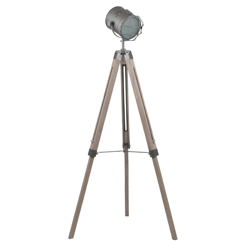 Grey Metal & Antique Wood Tripod Floor Lamp • Collingwood ... Grey Metal & Antique Wood Tripod Floor Lamp • Collingwood ...