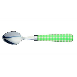 Stainless Steel Tea Spoon Single - Gingham Handle Green