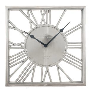 Shiny Nickel Cog Design Round Wall Clock