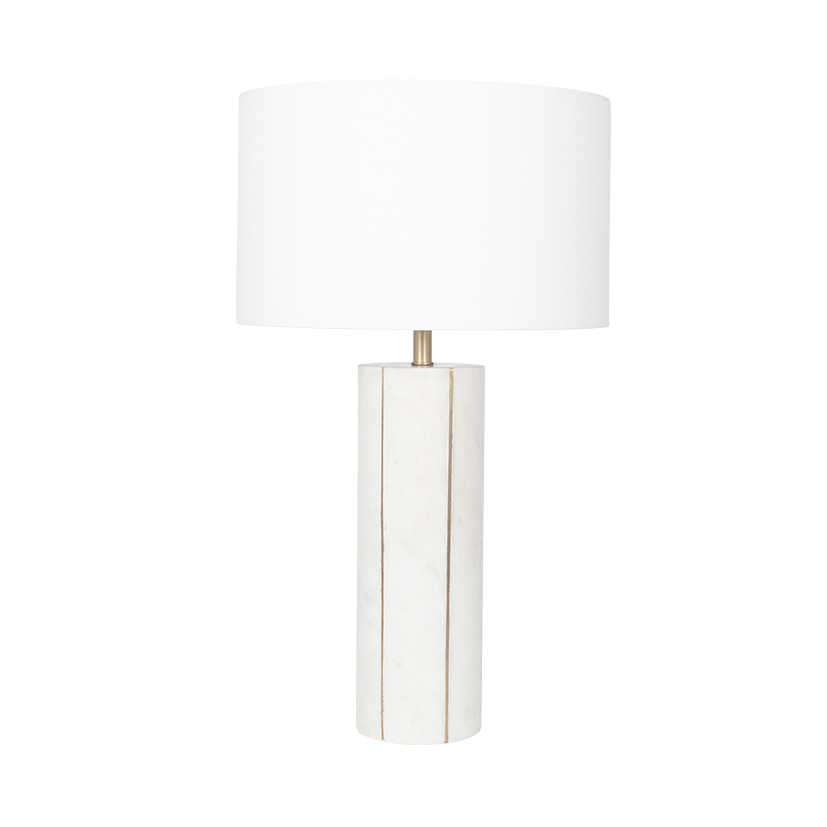 Marble And Gold Metal Tall Table Lamp, Tall Table Lamp With White Shade