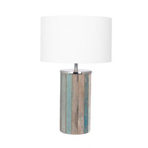 Distressed Wood Tall Table Lamp