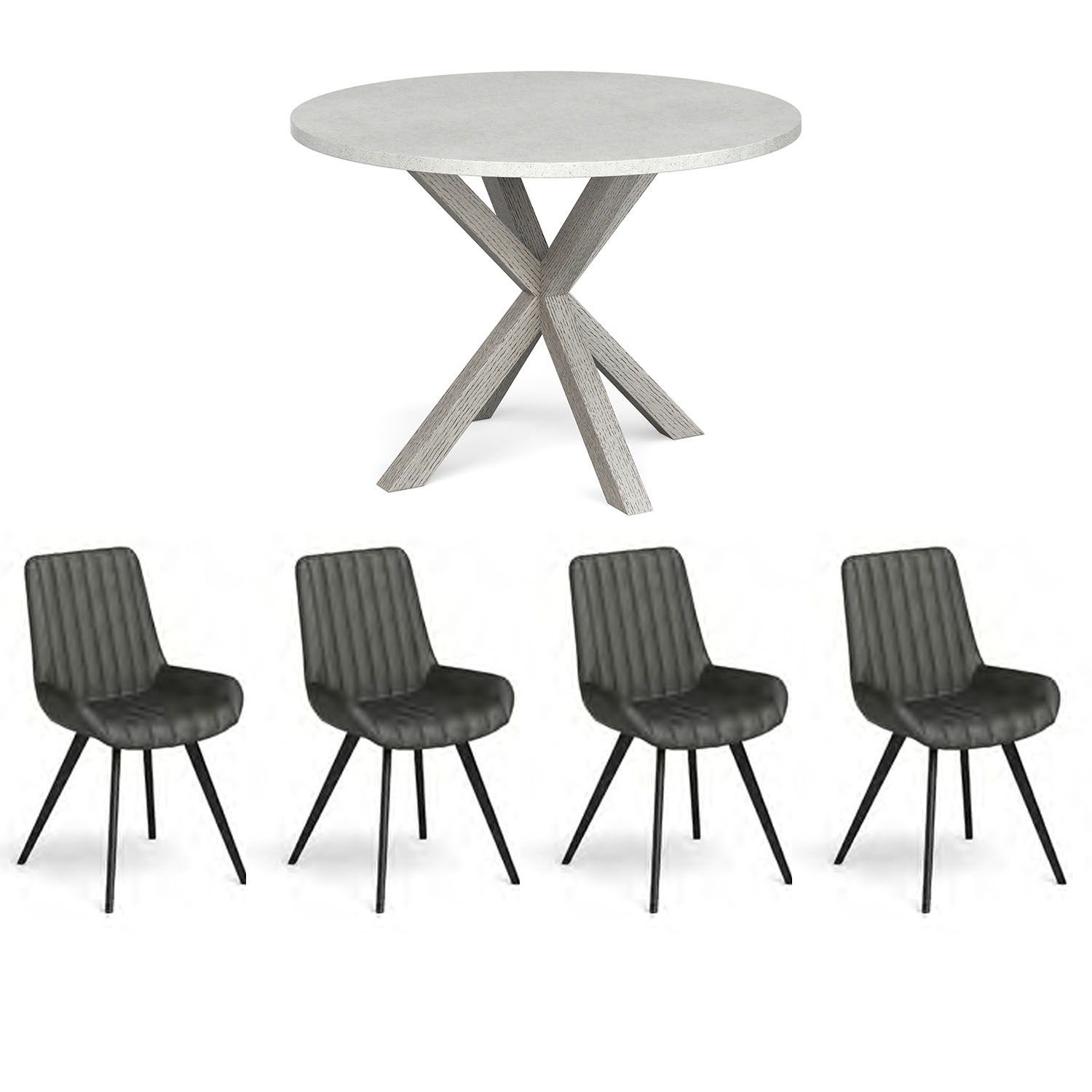 Harbour Round Dining Table + x4 Dining Chair Set