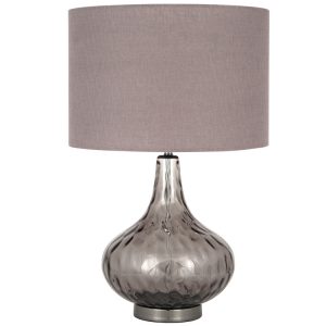 Smoke Glass Dimple Table Lamp Complete