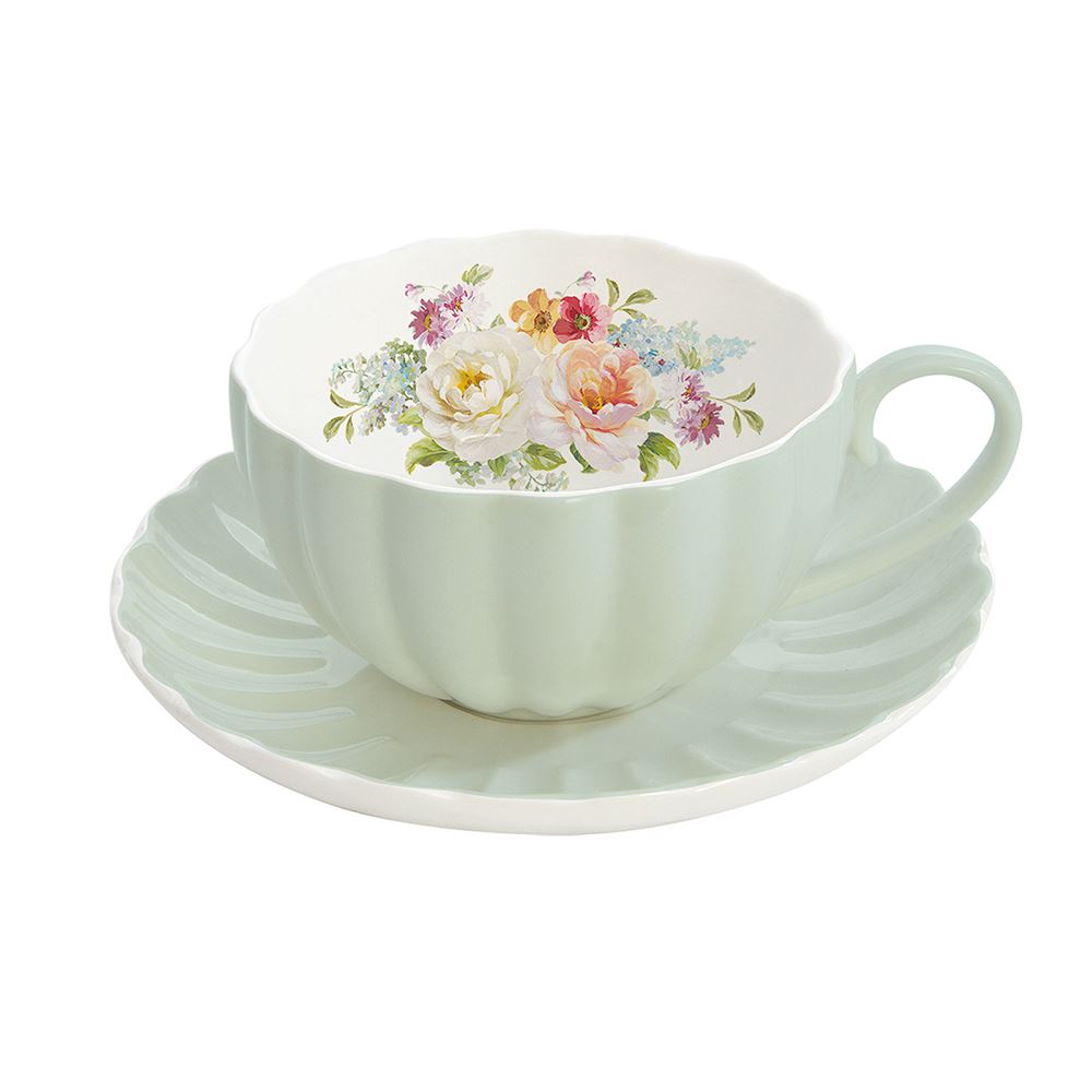 Jardin Royale Cup and Saucer Green