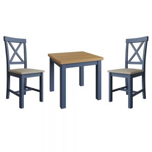 Childon Blue Fixed Top Table and x2 Chairs Set