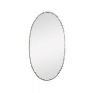 Silver Metal Oval Wall Mirror