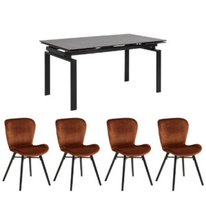 Hamlet Table & 4 Bronte Copper Chairs Set