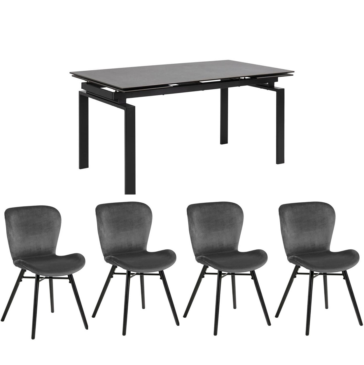 Hamlet Table & 4 Bronte Grey Chairs Set 