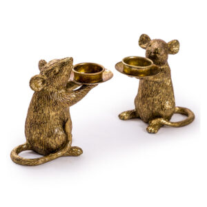 Gold Mouse Candle Holders