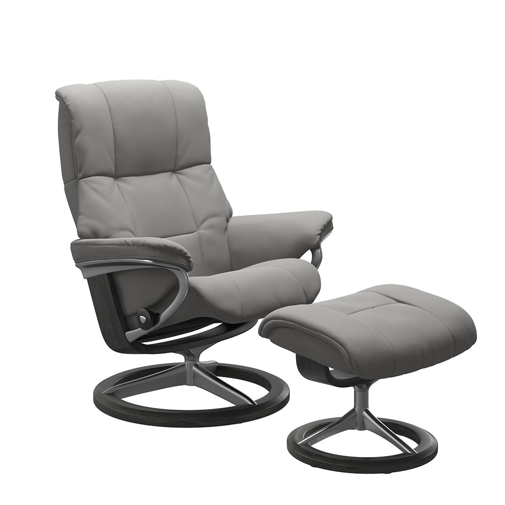 Stressless Mayfair M Signature Chair & Stool Paloma Silver Grey/Grey 