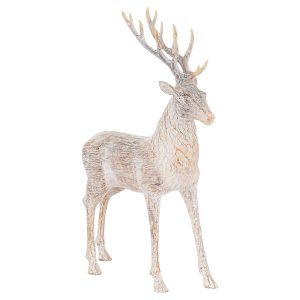 Carved Wood Effect Standing Stag