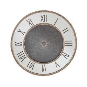 Antique Gold Wood Frame and Mirror Geo Print Wall Clock