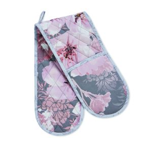 Catherine Lansfield Dramatic Floral Double Oven Glove - Grey