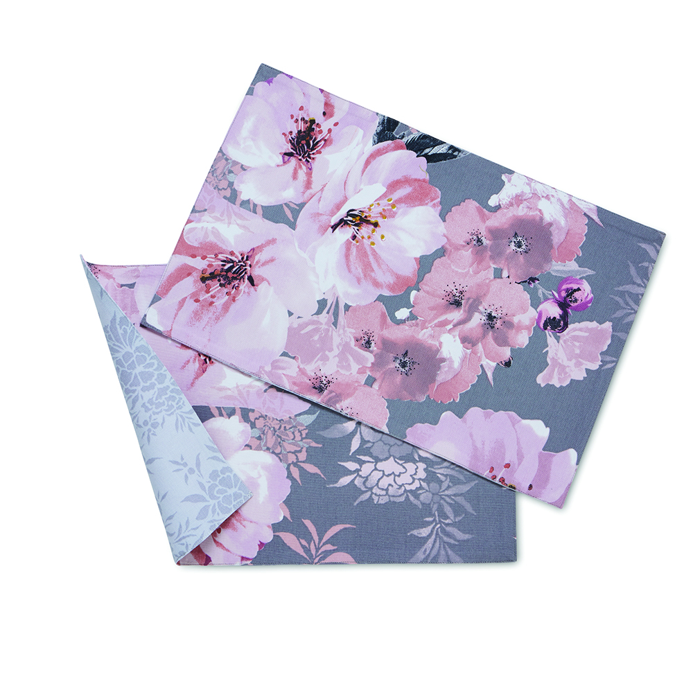 Catherine Lansfield Dramatic Floral Placemats 2 Pack - Grey 