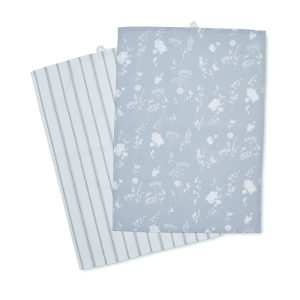 Catherine Lansfield Meadowsweet Floral Two Pack Tea Towels White / Grey