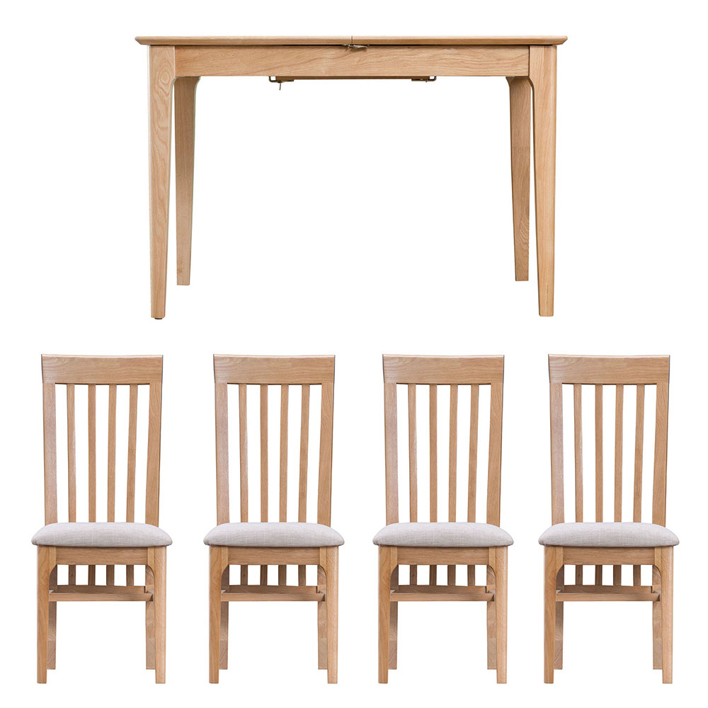 1.2m Butterfly Table and x4 Slat Back Chairs Set