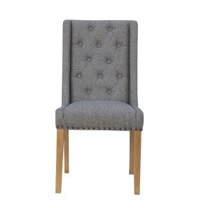 Button Back and Studded Dining Chair Light Grey