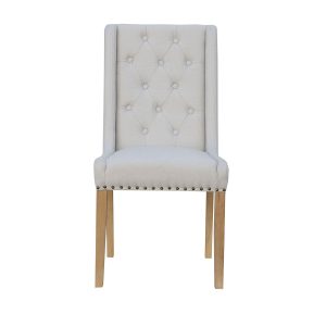 Button Back and Studded Dining Chair Natural