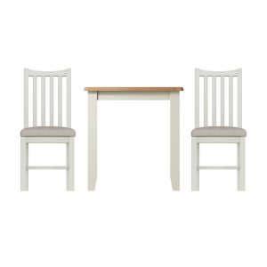 Hurstley White Fixed Top Table and x2 Dining Chair Set