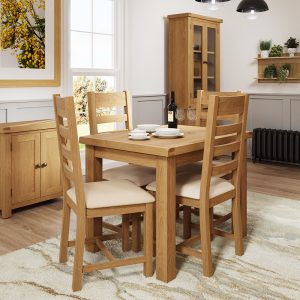 Oakley Rustic 100-140cm Butterfly Table and x4 Ladder Back Chair Set