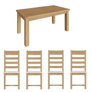 Oakley Rustic 170-220cm Butterfly Table and x4 Ladder Back Chair Set
