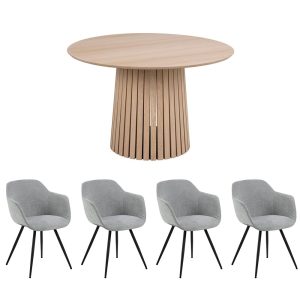 Cascade Dining Table & x4 Naomi Grey Chairs Set