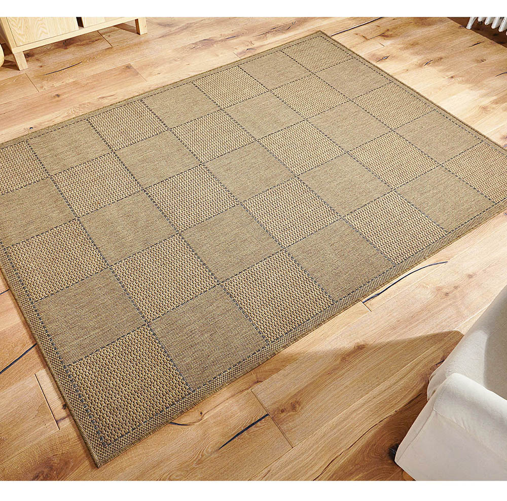 MODERN FLAT WEAVE DOOR MAT SISAL EFFECT CHECKED SMALL LARGE CLEARANCE SALE 