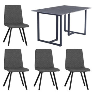 Table Collection 1.4m Fixed Top Dining Table & x4 CH67 Dark Grey Chairs Set