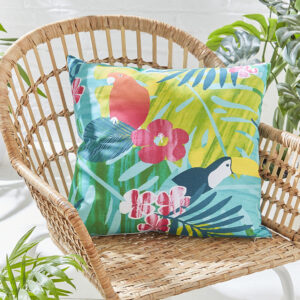 CL Tropical Leaves Filled Cushion 45x45 Teal