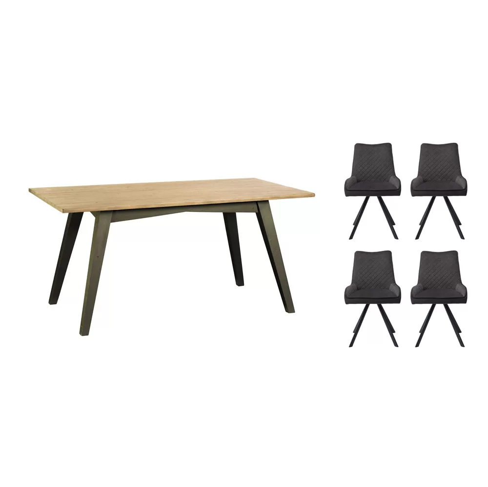 Valley 160cm Fixed Dining Table & 4 Brooke Chairs