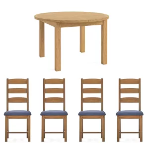 Blenheim Round Extending Dining Table & 4 Ladder Back Chairs  Set