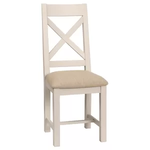 Maiden Oak Painted Cross Back Chair with Fabric Seat