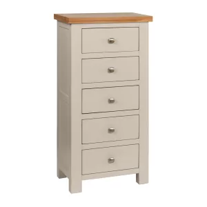Maiden Oak Painted 5 Drawer Tall Chest
