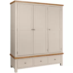 Maiden Oak Painted Triple Robe with 3 Drawers